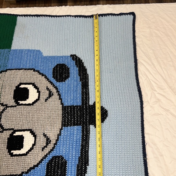 Handmade Thomas The Tank Engine Crochet Blanket Throw Blue Train - Picture 9 of 10